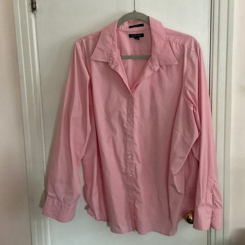Lands' End No Iron Pink Shirt 22W